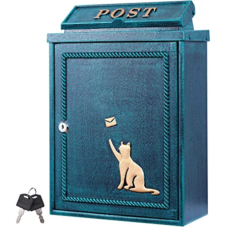 カバポスト(Cabapost) ポスト 郵便ポスト 猫 と手紙 鋳造 壁掛け 鍵付き A4対応 郵便受け おしゃれ