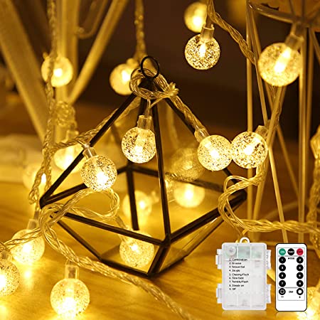 Areskey 星の形イルミネーションライト LEDフェアリーライト 10m 80球LEDストリングライト 防水電池式USB式8種類の切替モード スターガーランドライト 装飾 結婚式 ホームパーティー お誕生日パーティー クリスマスなどに最適 電飾(ウォームホワイト)