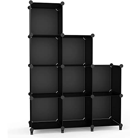 SIMPDIY 大容量 整理棚 本棚 ワイヤー収納ラック 組み立て式 衣類収納ボックス 便利な ワードローブ – 黒（9ボックス）