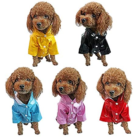 【DHseirenn】犬用レインコート ポンチョ ペット 通気 軽量 反射テープ付き 雨具 カッパ PU 柔らかい 着脱簡単 洋服 小型犬 (L, ブルー)