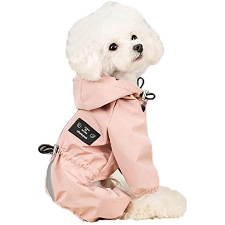 【DHseirenn】犬用レインコート ポンチョ ペット 通気 軽量 反射テープ付き 雨具 カッパ PU 柔らかい 着脱簡単 洋服 小型犬 (L, ブルー)