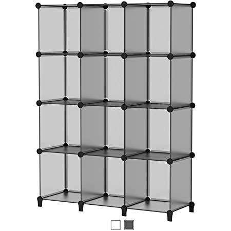 SIMPDIY 大容量 整理棚 本棚 ワイヤー収納ラック 組み立て式 衣類収納ボックス 便利な ワードローブ – 黒（12ボックス）