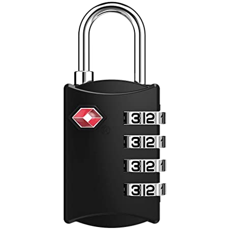 Fosmon (4個セット) アメリカ安全運輸局認定 TSAロック 4桁 ダイヤル式ロック 南京錠 鍵 海外旅行 荷物スーツケース用 4ダイヤルロック (ブラック)
