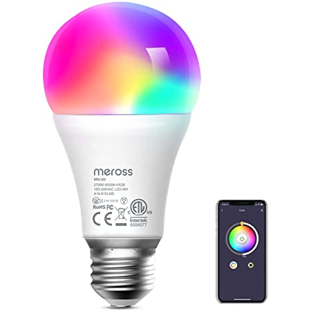 【Amazon Alexa認定】Meross WiFi スマートLED電球 E26 800lm 60W相当 電球色・昼白色対応 調光調色 RGB 1600万色 ハブ・ブリッジ不要 Alexa/Google Home 対応 MSL120JP-VC