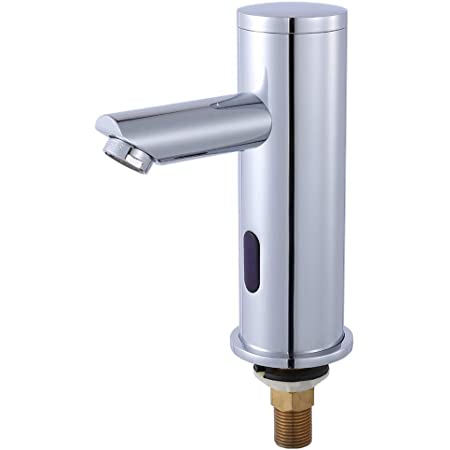 トイレ 洗面所の自動センサー水栓 自動センサー蛇口 蛇口自動 単水栓 高品質の銅製 クロムめっき 電池式 電子版日本語取付説明書付き