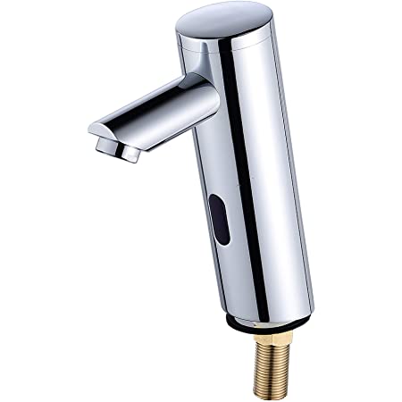 トイレ 洗面所の自動センサー水栓 自動センサー蛇口 蛇口自動 単水栓 高品質の銅製 クロムめっき 電池式 電子版日本語取付説明書付き