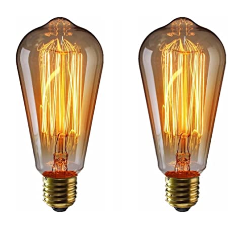 エジソン電球 60W 110V ST64電球調光可能 E26/ E27口金 ヴィンテージエジソンランプ タングステンフィラメント電球クリア アンティーク風 調光器対応 ホーム照明 装飾用器具 (4個)