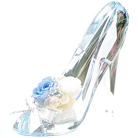 プリザーブドフラワー IPFA ガラスの靴 シンデレラ [プレゼント] ギフト/花/誕生日/バラ/女性/フラワーギフト/結婚祝い (サムシングブルー）