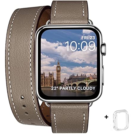 CHIMAERA コンパチブル Apple Watch 38MM 40MM 42MM 44MM 本革 女性メンズ アップルウォッチ ベルト 対応 iWatch Series 4/3/2/1 簡単交換 手作り ビジネス用 (42mm/44mm, Black)