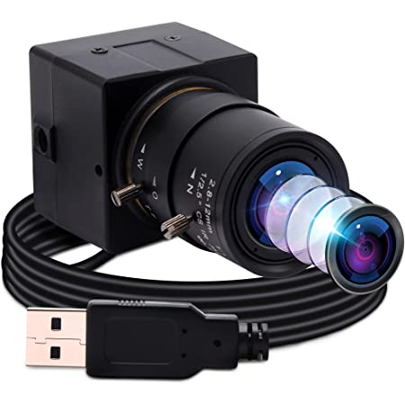 ELP 200万画素 CS Mount_2.8-12mm可変焦点レンズ CMOS OV2710 Webカメラ USBウェブカメラ 1080P ウェブカメラサポート1920X1080 @ 30fps ほとんどのOSをサポートするUVC準拠のフォーカス調整可能なWebカメラ USBFHD01M-MFV(2.8-12)