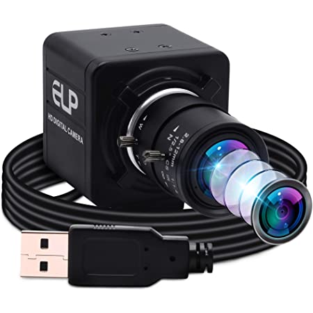 ELP 200万画素 CS Mount_2.8-12mm可変焦点レンズ CMOS OV2710 Webカメラ USBウェブカメラ 1080P ウェブカメラサポート1920X1080 @ 30fps ほとんどのOSをサポートするUVC準拠のフォーカス調整可能なWebカメラ USBFHD01M-MFV(2.8-12)