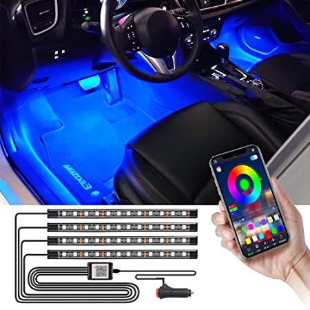 Nanpoku 車 LEDテープライト USB&シガーソケット 2種給電 車内装飾用 防水 高輝度 音に反応 RGB 8色切替 多種フラッシモード 4パターン点灯 フットライト 足下照明 リモコン付き(1年保証)