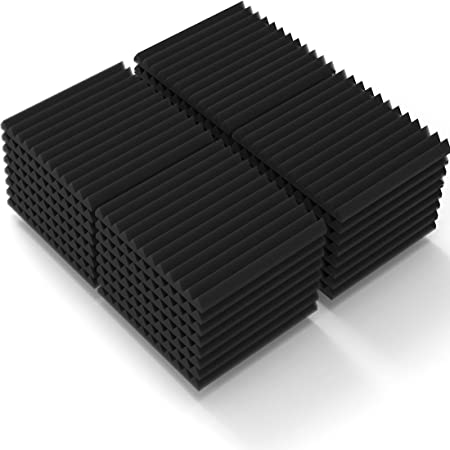 スーパーダッシュ 新しい12ピース 300 x 300 x50mm ピラミッド 吸音材 防音 吸音材質ポリウレタン (12pcs, Black)