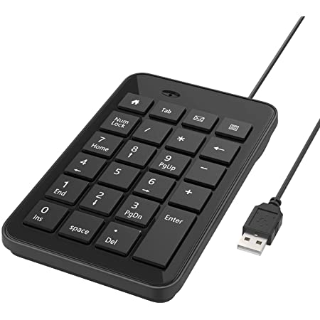 ATiC テンキーパッド USB有線テンキーパッド 数字入力キーパッド 23キー USB2.0 滑り止め 2000万回高耐久 静音 操作簡単 軽量 電池不要 多機能 薄型 持ち運び便利 色褪せなく PC用 事務所 財務会計 Black