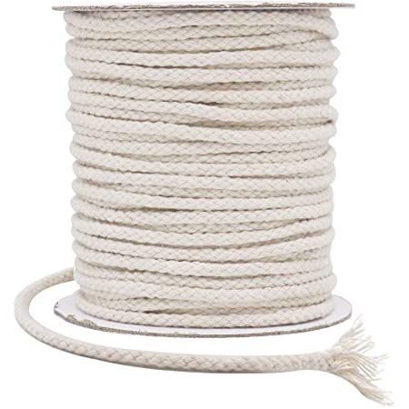綿紐, 5mm 50m 太い編みマクラメロープ 手芸 壁掛け おもちゃ 盆栽などに (ベージュ)