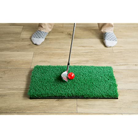 CRESTGOLFゴルフ練習用マット ショット用マット 2WAY 厚いゴム底 滑り止め 自宅 室内 練習用 人工芝1個ゴムティーと1本ウッドティー付き 47×20cm
