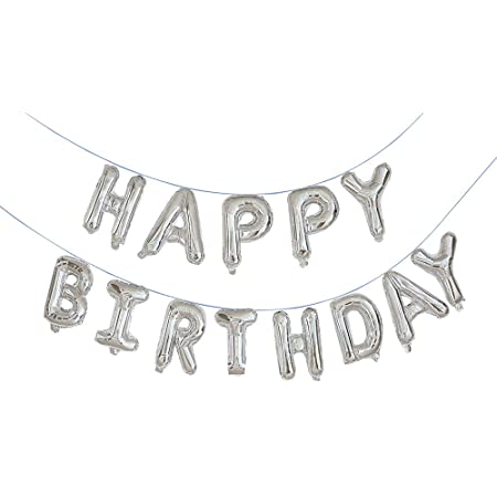 kikipa 誕生日 飾り付け 風船 HAPPY BIRTHDAY バルーン パーティー 装飾 バルーン 1文字縦約37cm（シルバー）