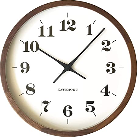 KATOMOKU muku round wall clock 12 ウォールナット 電波時計 連続秒針ムーブメント km-98BRC φ306mm (電波時計)