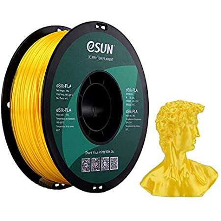 eSUN Silk PLA 3Dプリンターフィラメント シルク PLA 寸法精度+/- 0.05mm、1.75mm径 3Dプリンター用 正味量1KG (2.2LBS) スプール造形材料PLA樹脂材料 (イエロー)