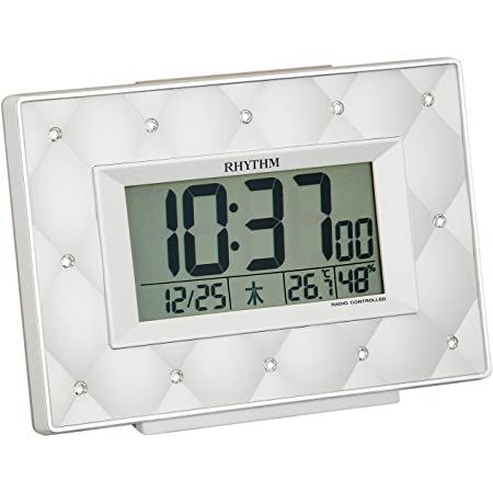 リズム(RHYTHM) 置き時計 ピンク 14.5×19.5×3.8cm 電波時計 目覚まし時計 温度計 湿度計 カレンダー アラーム 8RZ203SR13
