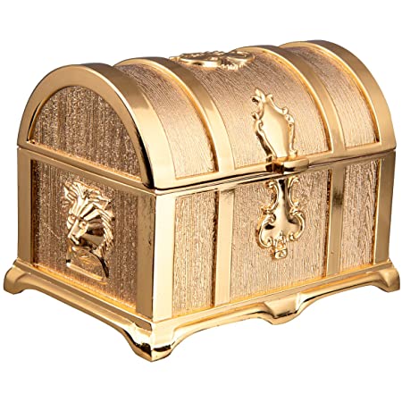 HAMILO ジュエリーボックス 宝石箱 アクセサリーケース 収納 リング入れ アンティーク調 (ブルー×ゴールド)