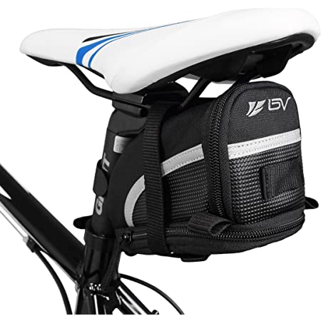 Tectri 自転車サドルバッグ + テールライト（1個）シートポストバッグ 反射テープ 自転車カバン ポーチ 通勤 サイクリング用 多機能 収納 取り付け簡単 防水