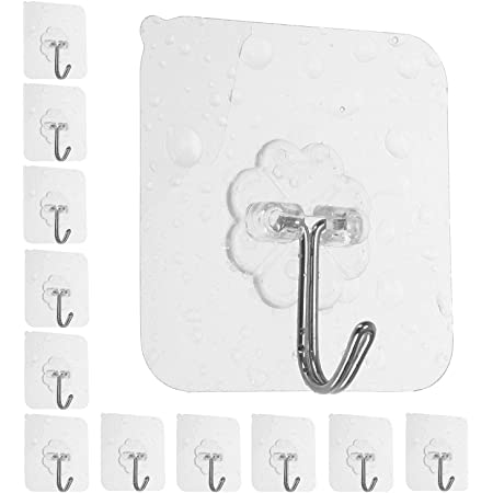 粘着 フック 9 枚セット クリア 壁掛けフック 強力粘着フック 貼り付け跡なし 透明なフック 防水 耐荷重30KG
