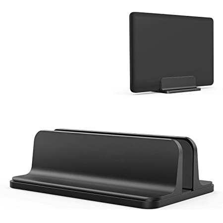 ノートパソコンスタンド パソコンホルダー ノートPCスタンド 縦置き 2台収納 幅調整可能 アルミ製 MacBook/iPad/laptop/タブレット対応 (ブラック)