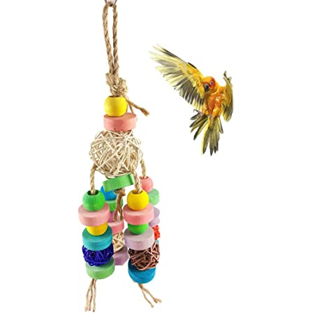 iwobi ペット用品 鳥用品 ペット用おもちゃ マンチボール 吊り下げ 噛む玩具 籐ボール インコ オウム