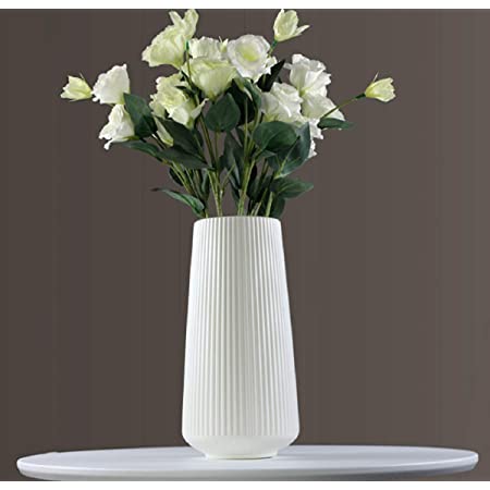 Anding 白い陶磁器の花瓶 マットライトのデザイン 独創的なインテリア 生花花瓶 (5117 White)