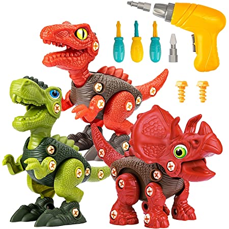 GILOBABY 恐竜 おもちゃ 組み立て おもちゃ DIY恐竜のおもちゃセット DIY 工具 恐竜立体パズル 早期教育 知育玩具 学習玩具 複数回組み立てて分解できます 安全な材料 おもちゃ 男の子 女の子 誕生日プレゼント 入園お祝い 贈り物 クリスマスプレゼント