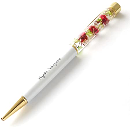 MokuMoku ハーバリウムボールペン 完成品 替え芯 ペンケース付き (レッド×ピンク)