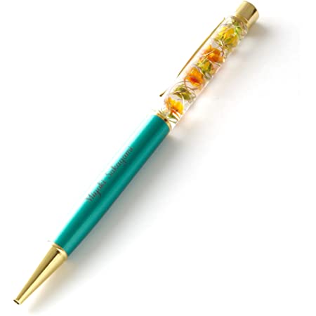MokuMoku ハーバリウムボールペン 完成品 替え芯 ペンケース付き (ブルー×ブルー)