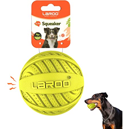 LaRoo犬おもちゃ、音が出る音が鳴る玩具、噛むおもちゃ、天然ラバ歯磨き、耐久性のある、投げる