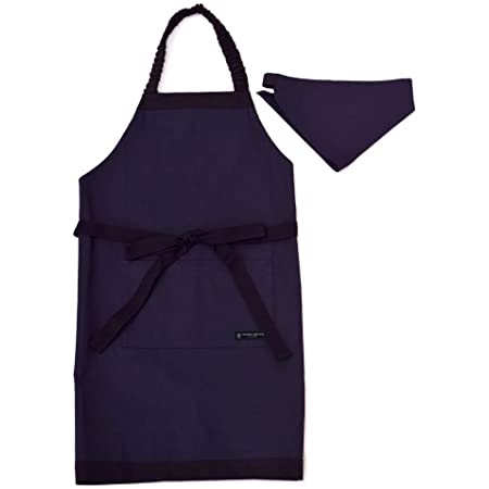 エプロン(150～フリーサイズ)三角巾付き ピンストライプ・インディゴ NC500520