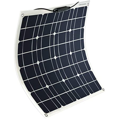 DOKIO 50W フレキシブル ソーラーパネル 単結晶 12V 車中泊 自作のソーラー発電に最適な小型・家庭用太陽光パネル 10Aチャージャーコントローラー付き