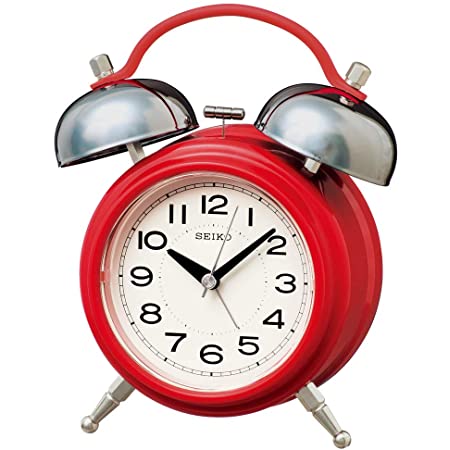 セイコークロック 置き時計 02:赤 本体サイズ: 17.8×14.2×8.4cm 目覚まし時計 アナログ ツインベル レトロ KR508R