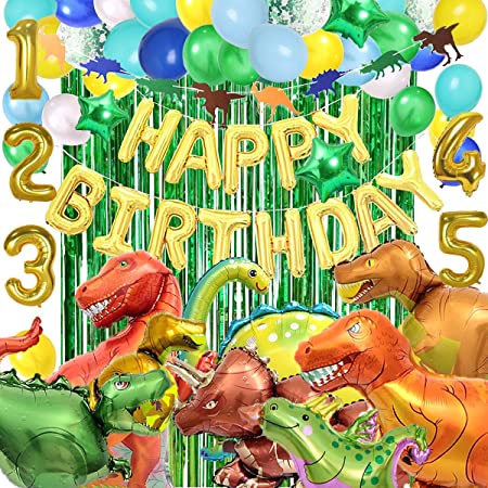 恐竜誕生日パーティーの装飾セット子供パーティー用品、恐竜ハッピーバースデーバナー風船空気入れ ポンプHAPPY BIRTHDAY ハッピーバースデー パーティー ベビーシャワー、ブライダルシャワーの装飾 恐竜 誕生日飾り付け 恐竜党装飾バルーン用品 子供のための誕生日