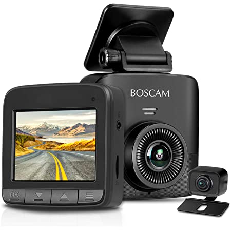 BOSCAM S1ドライブレコーダー 前後カメラ 1520P超 500万画像 小型 ドラレコ 2.4センチ 夜間対応 同時録画 駐車監視 動体検知 Gセンサー LED信号 ノイズ対策 デュアルドライブレコーダー