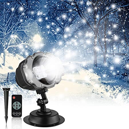 Syslux LED クリスマス プロジェクター 投影ランプ イルミネーションライト ステージライト クリスマス飾りライト 、雪落下プロジェクターランプガーデンボールルーム、パーティー、ハロウィーン、ホリデー風景装飾用防水雪効果スポットライト（防水リモート）