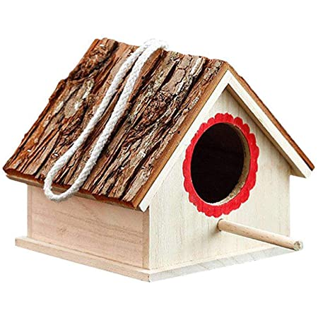 野鳥用巣箱 鳥小屋 木製 小鳥の巣箱 バードハウス 木製ガーデニング 鳥かご ガーデンアクセサリー 野鳥用 巣箱 (C)