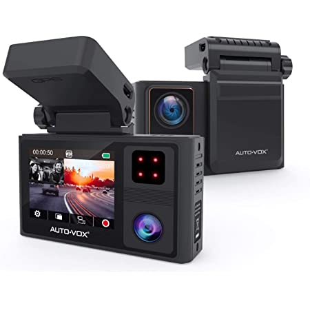 AUTO-VOX ドライブレコーダー 車内+車外同時録画 2.5K FullHD 駐車監視 170°+150°超広角 赤外線暗視機能付き 小型ドラレコ GPS Aurora