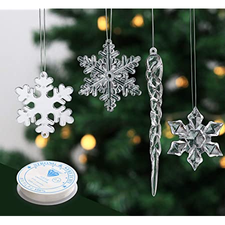 NALER クリスマスオーナメント クリスマスツリー 飾り インテリア デコレーション 紐付き 吊り上げ 雪の結晶 つらら 冬限定 30個 セット