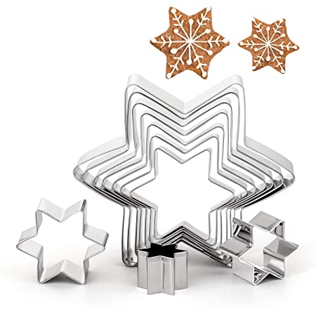 GWHOLE クリスマスクッキー型 雪の結晶 もみの木 ミルフィーユキット 抜き型 ステンレス 10個セット