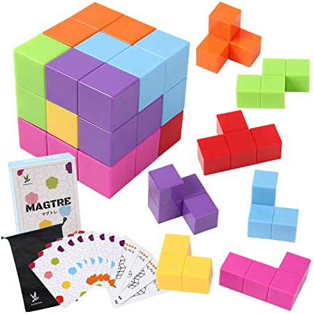XMD マグネットパズルブロック 魔方 最強大脳ゲーム 賢人パズル Magnetic Cube Blocks マジックキューブ マグネットおもちゃ 磁石ブロック 積み木 誕生日 入園 クリスマス プレゼント (マルチカラー 魔方)
