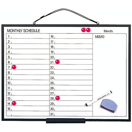 ホワイトボード カレンダー マグネット ボード冷蔵庫磁石シート磁気月間予定表 アクションプランナー 家庭記録 伝言板スケジュール 家族 消せるメモ掲示板 行動予定表 (多色-月間-(横))
