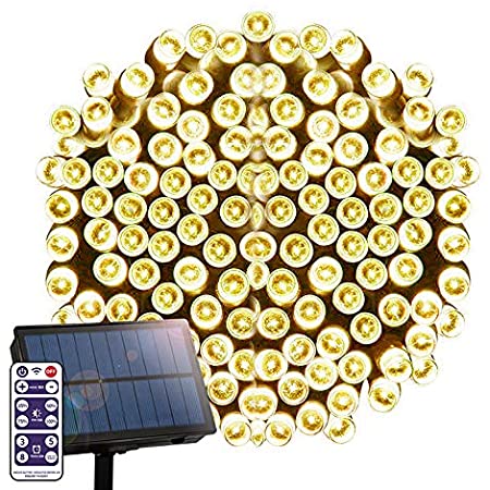 電光ホーム ソーラー LED イルミネーション ストレート [ 8パターン 点灯/リモコン付属 / 50m 500球 ] 屋外 防水 防雨 ガーデン DIY (シャンパンゴールド)
