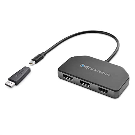 Cable Matters USB Type C トリプル 4K DisplayPort MST ハブ USB C DisplayPort スプリッタ Windows用 DisplayPort 1.4 3画面同時表示 2x DisplayPort 1x HDMI 1xUSB Type C充電ポート Macに非対応