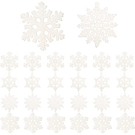 CCINEE 10CM スノーフレーク 12個 クリスマス　装飾 雪の結晶　キラキラ オーナメント 手芸 デコレーション パーツ ラメ（白）