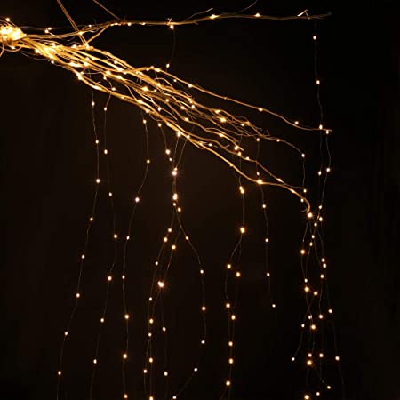 イルミネーションライト led ストリングライト USB充電式 クリスマス パーティー 結婚式 誕生日 飾りライト フェアリーライト 点滅ライト 銅線 ワイヤーライト 電飾 室内室外 リモコン付き 防水 電球色 2M 10ストランド 200Leds